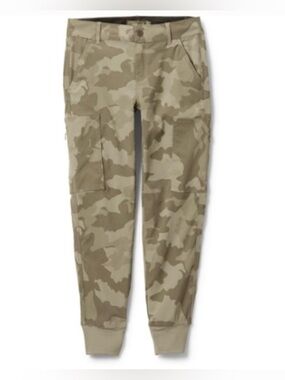 new Women’s prAna Sky Canyon Jogger pants- camo tan, UPF 50+ sun protection, DWR